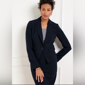 TALBOTS  PETITES SEASONLESS WOOL BUTTON BLAZER BLACK SIZE  16W career classic